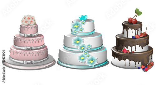 Sweet baked cakes set