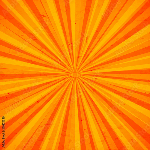Orange sun rays background with stains. Vector illustration eps 10.