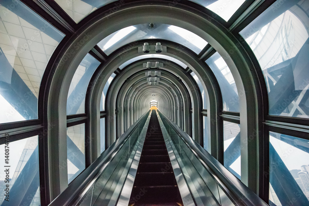 Escalator to the roof top of Umeda Sky Garden - Osaka, Japan Escalator to the roof top of Umeda Sky Garden - Osaka, Japan