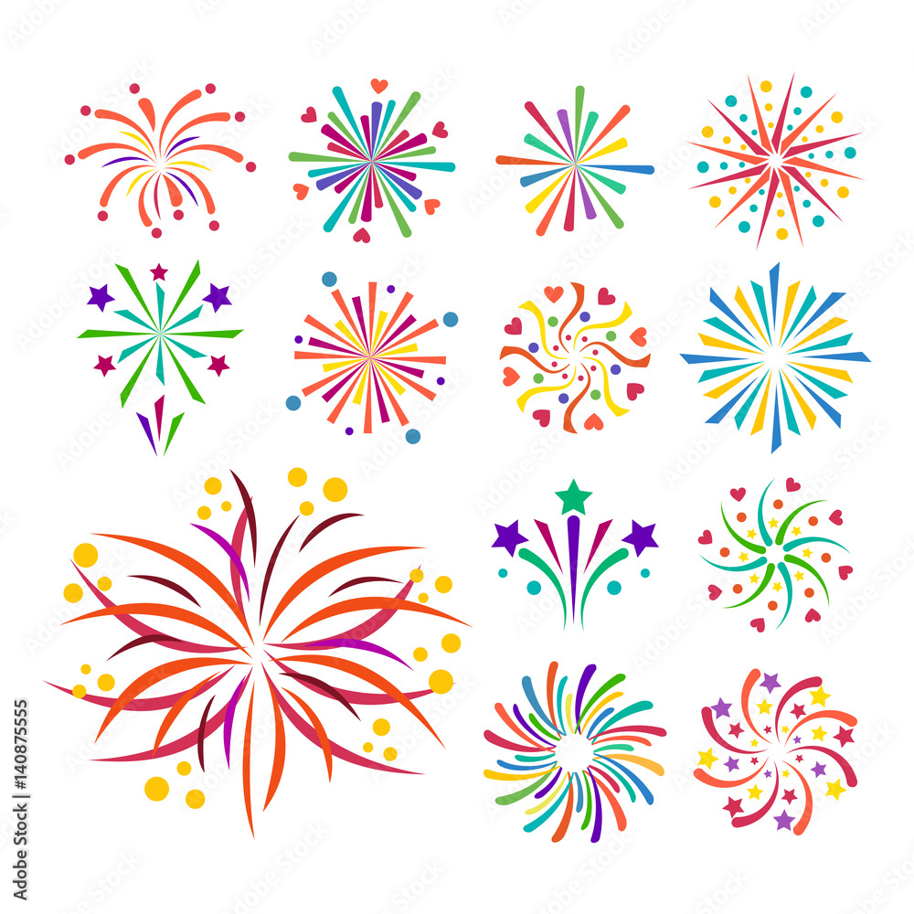 Firework vector icon isolated illustration celebration holiday event night new year fire festival explosion light festive party fun birthday bright