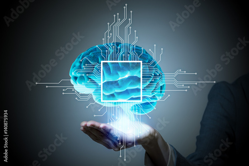 AI(Artificial Intelligence) concept, cyber brain, 3D rendering, abstract image visual