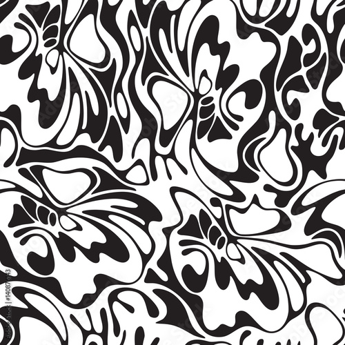 Seamless vector fabric pattern with lines. Abstract monochrome wave nature eco background.