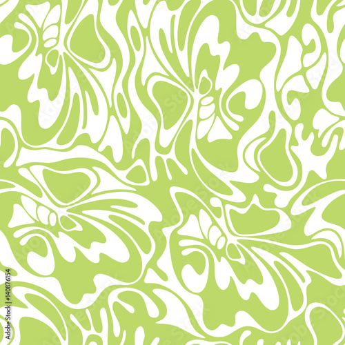 Vector color seamless swirl olive background. Green abstract floral texture.
