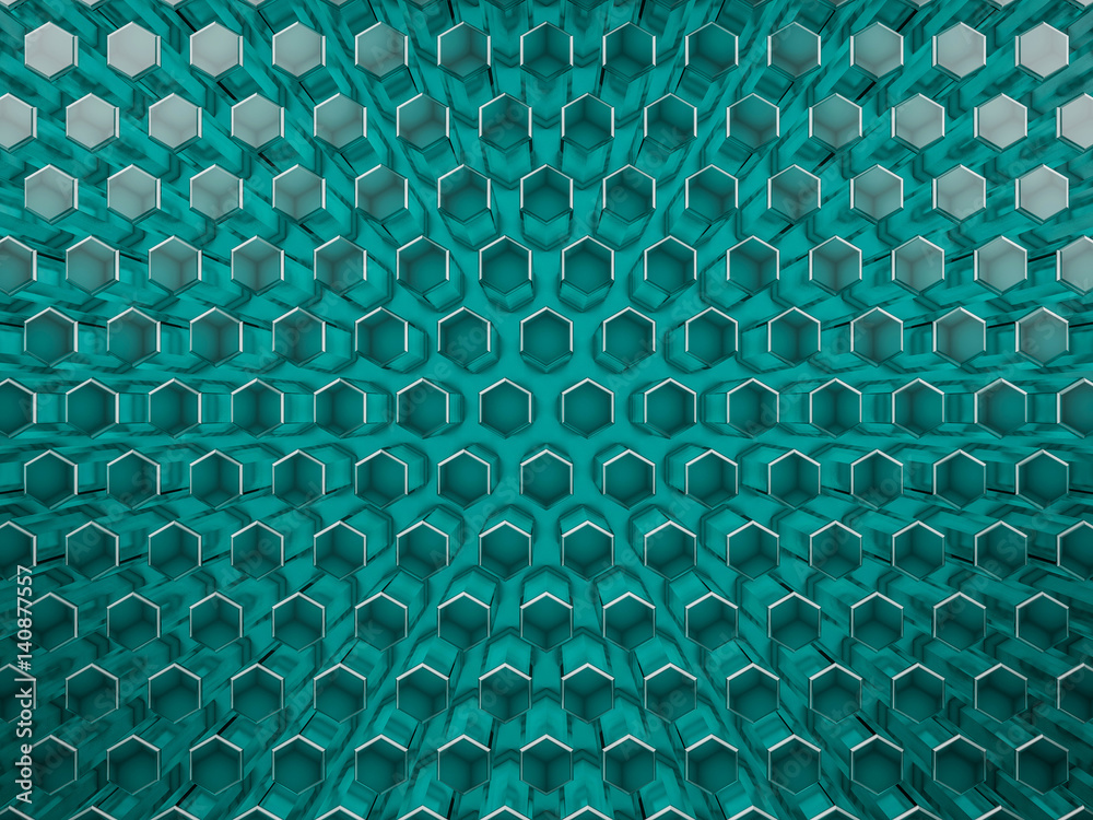 Fototapeta premium Hexagon abstract glass background. 3D rendering