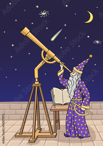 The astronomer at the telescope.