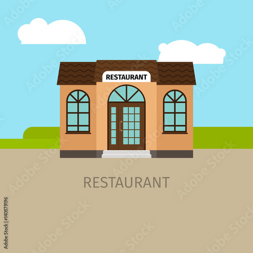 Colored restaurant building illustration