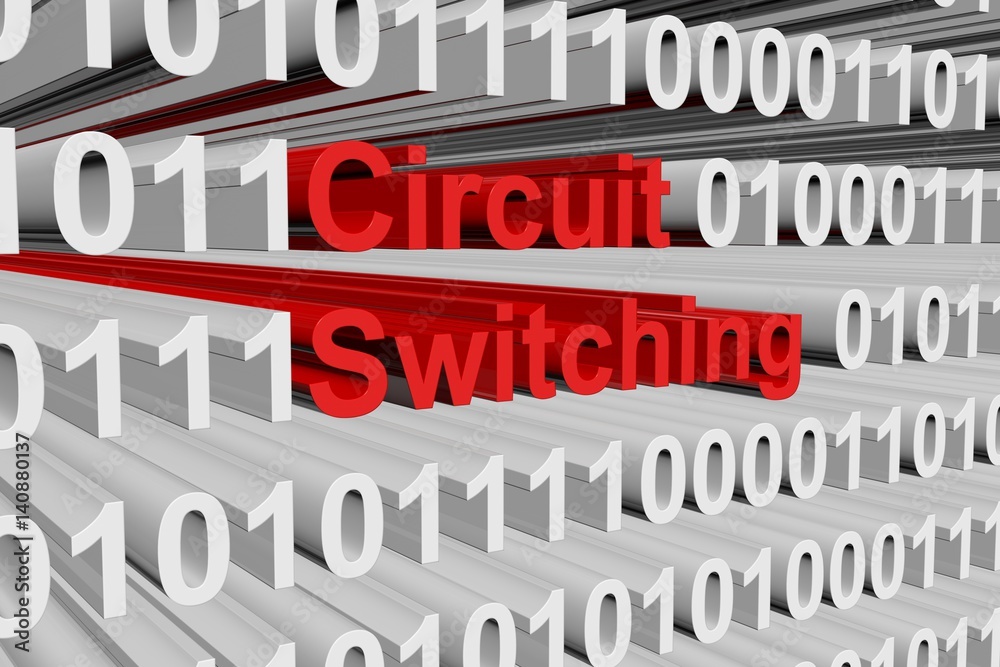 circuit switching in the form of binary code, 3D illustration
