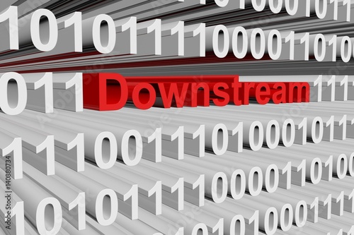 фотографія downstream in the form of binary code, 3D illustration