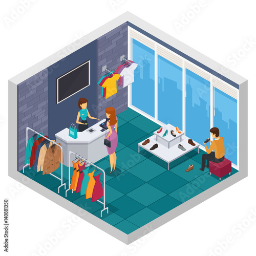 Trying Shop Isometric Composition