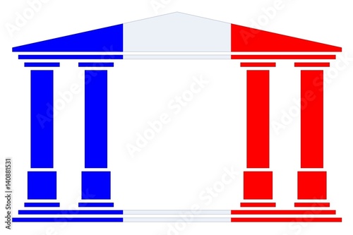 Temple couleurs France. Fond blanc 