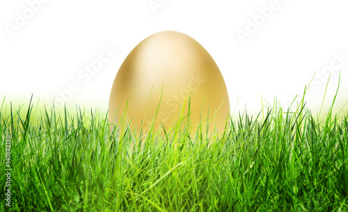 Goldenes Ei im Gras