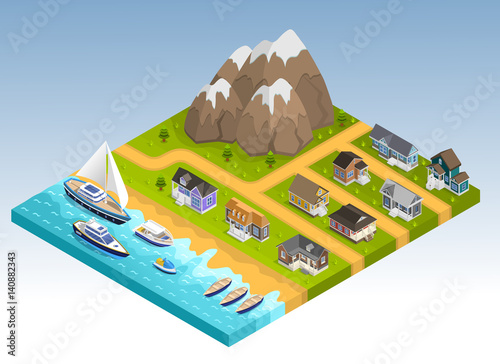 Sea Line Isometric Composition