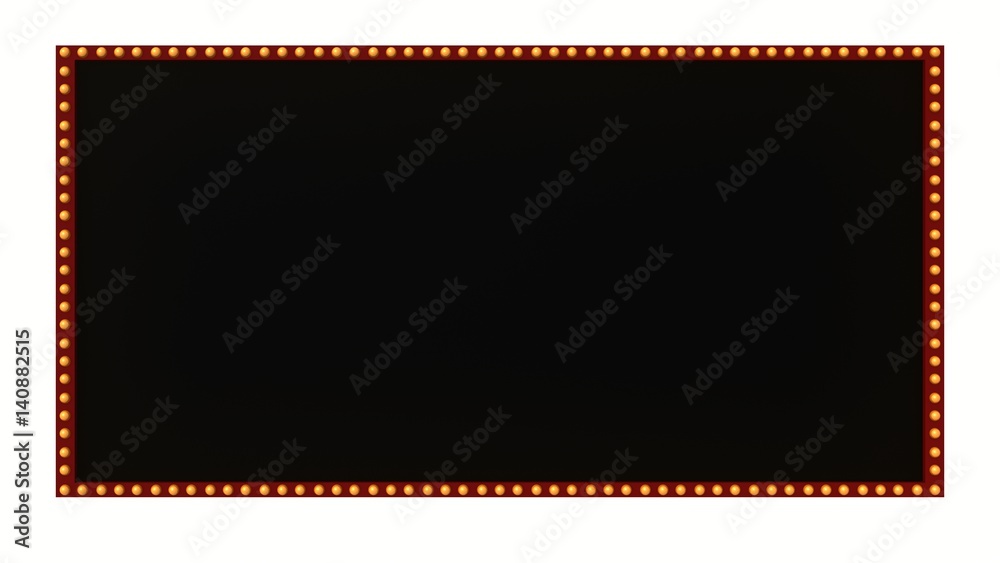 Marquee light black board sign retro on white background. 3d rendering