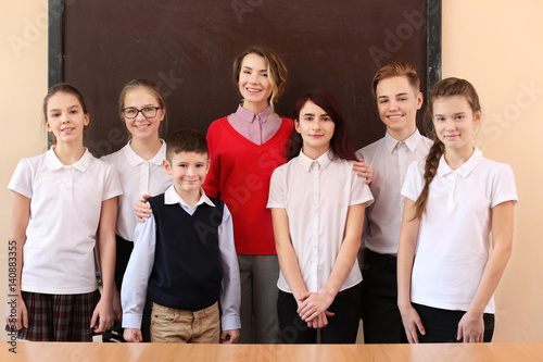 Pupils with teacher at blac...
