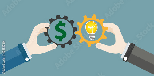 Hands Gears Idea Bulb Dollar Investor Concept