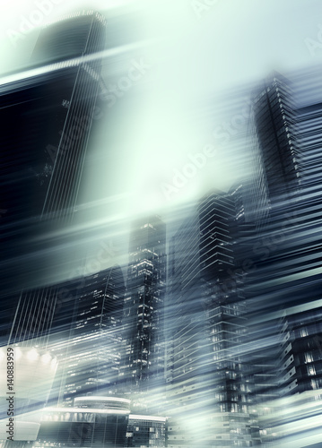 abstract buisness background for design. modern business skyscrapers with motion blur concept