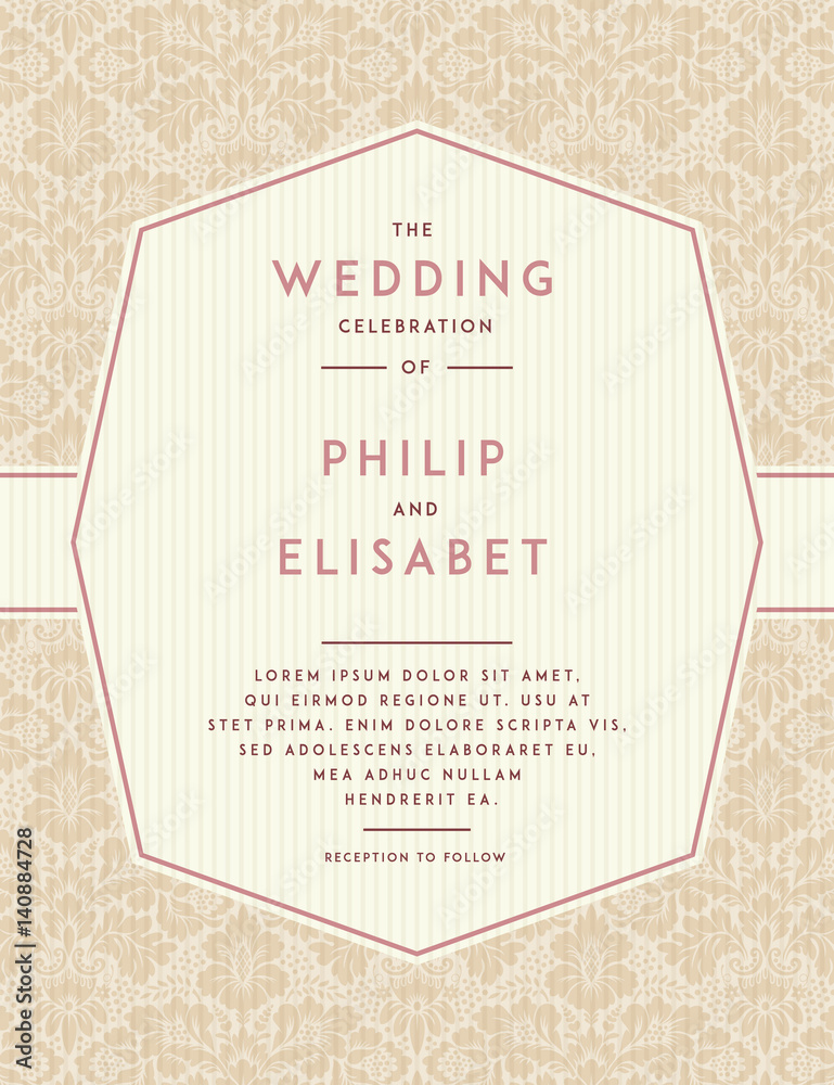 Vintage Wedding Invitation template. Vintage design. Wedding Invitation ...