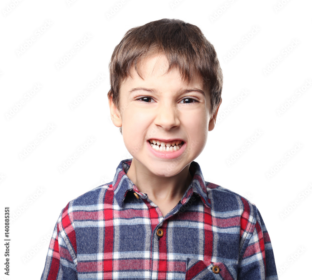 Portrait of cute little boy on white background Portrait of cute little boy on white background