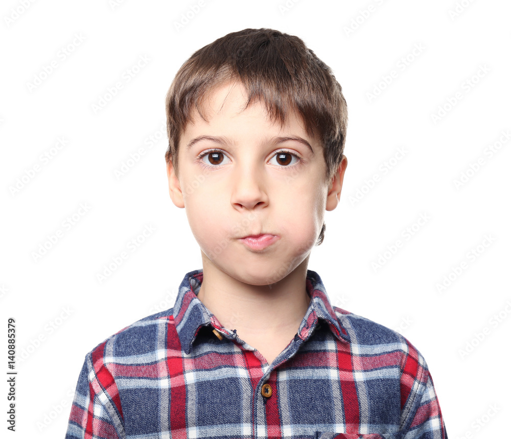 Portrait of cute little boy on white background Portrait of cute little boy on white background