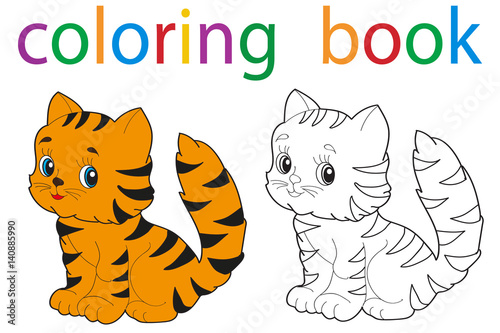 Vector, book coloring cartoon cat
