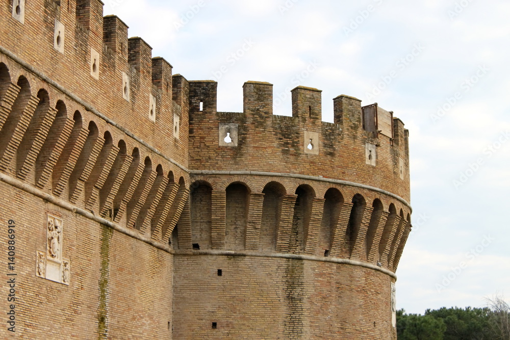 Giulius II Castle in Ostia Antica. Rome, Italy
