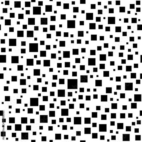 Seamless vector background with random black squares. Abstract ornament. Modern abstract pattern