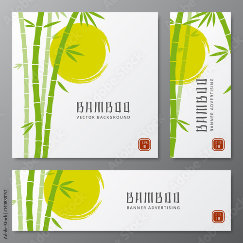 Asian bambu threes cards or japanese bamboo banners vector illustration