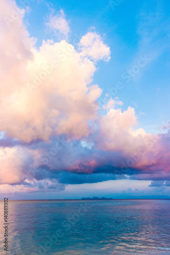 beauty colorful of sky with clouds in the evening