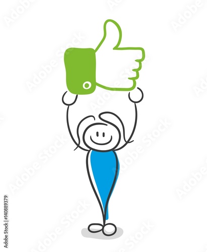 Stick Figure Series Blue / Social Media Daumen hoch