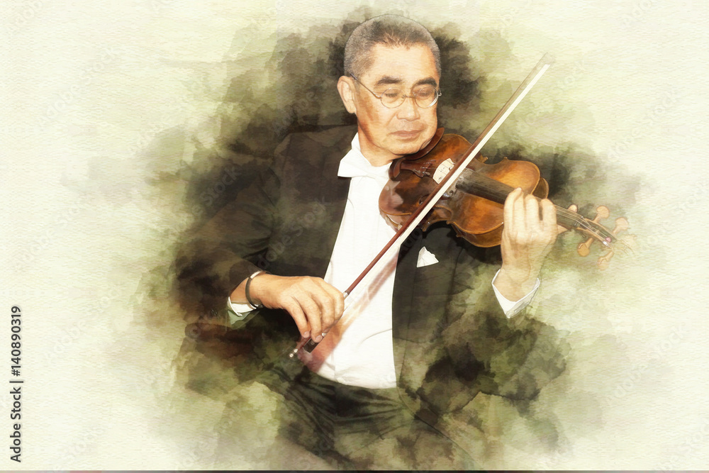 Violinist playing music