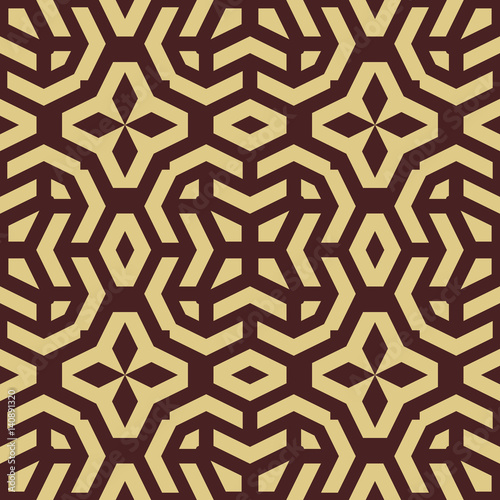 Seamless brown and golden background for your designs. Modern vector ornament. Geometric abstract pattern