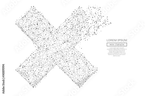 Abstract mash line and point cross X on background with an inscription. Starry sky or space, consisting of stars and the universe. Vector business illustration