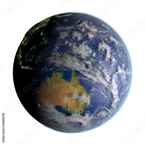 Fototapeta Naklejka Na Ścianę i Meble -  Australia on Earth isolated on white
