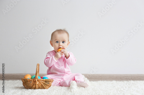 Cute funny baby with basket...
