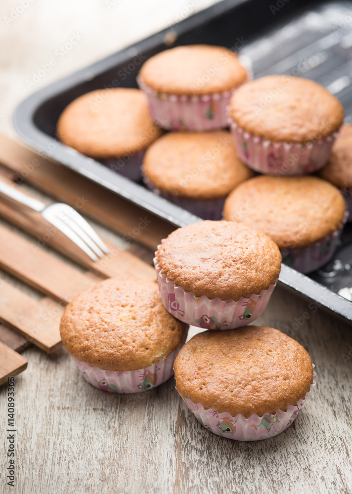 banana cup cake in a baking tray banana cup cake in a baking tray