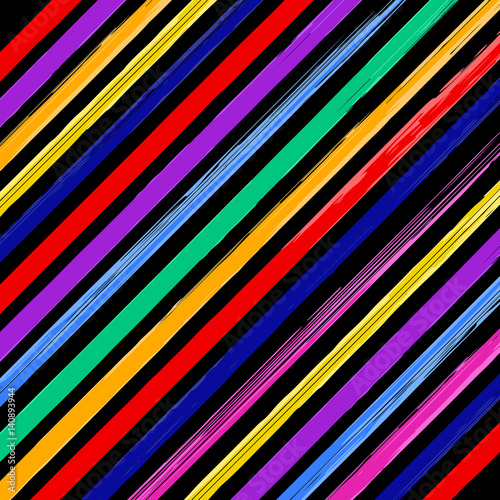 Abstract colorful lines diagonal pattern on black background. Ab