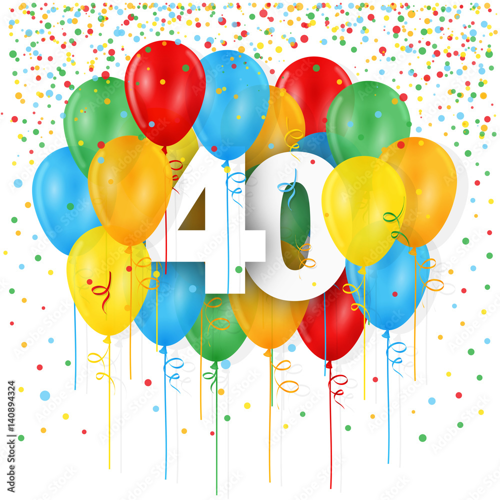 Vecteur Stock Carte JOYEUX ANNIVERSAIRE – 40 ANS