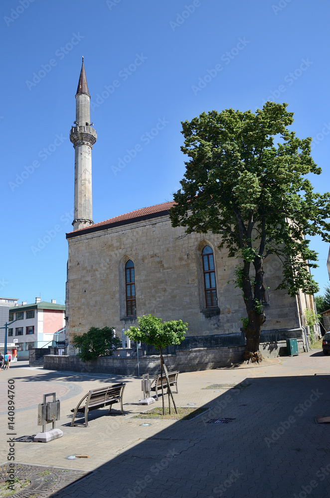 Church in Bihac with square. Bosna and Hercegovina.