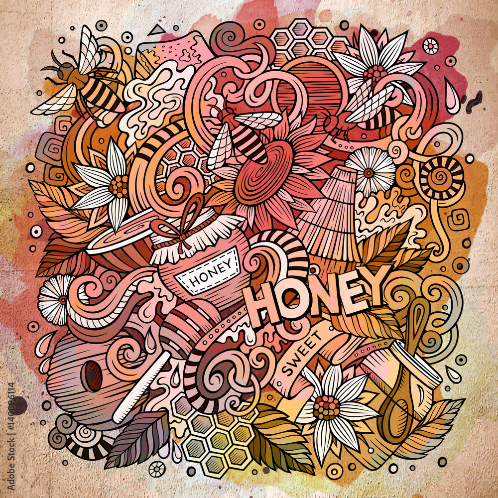 Cartoon cute doodles Honey illustration