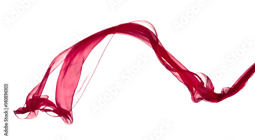 red scarf in the wind , isolated on white