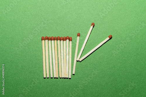 matches on green background