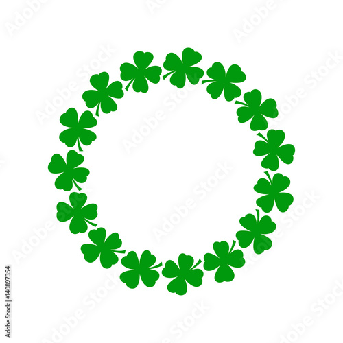 Icono plano circulo de treboles verde