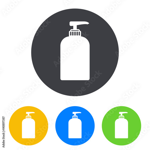 Icono plano dosificador jabon en circulo varios colores