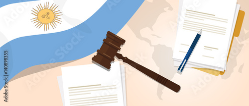 Argentina law constitution legal judgment justice legislation trial concept using flag gavel paper and pen