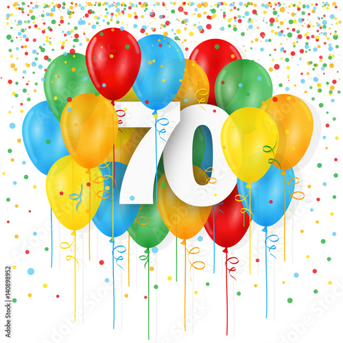 Wall Mural "HAPPY 70th BIRTHDAY / ANNIVERSAIRE" Card