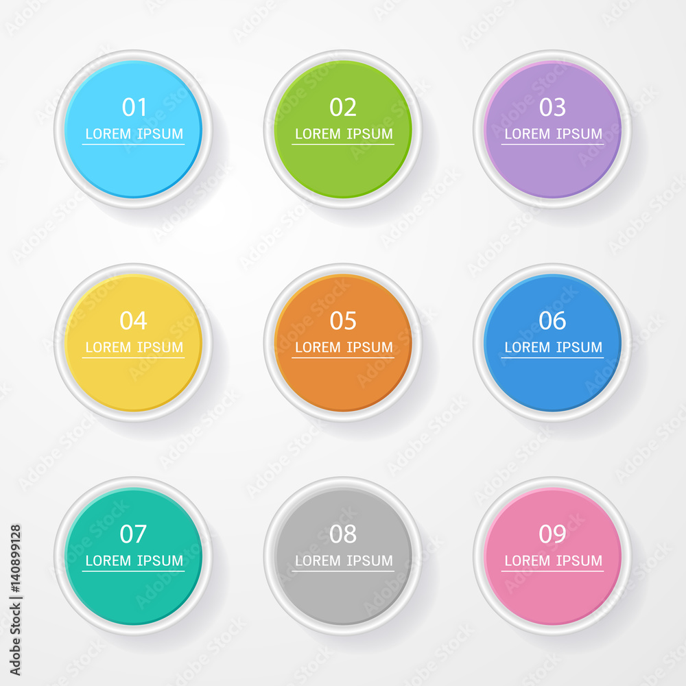 Circle Sticker, label colorful set with shadow Circle Sticker, label colorful set with shadow