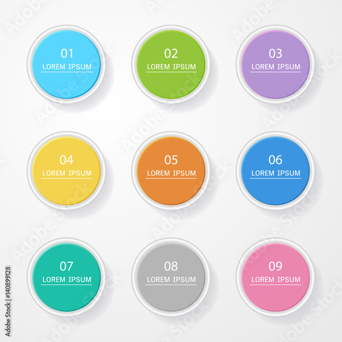 Circle Sticker, label colorful set with shadow