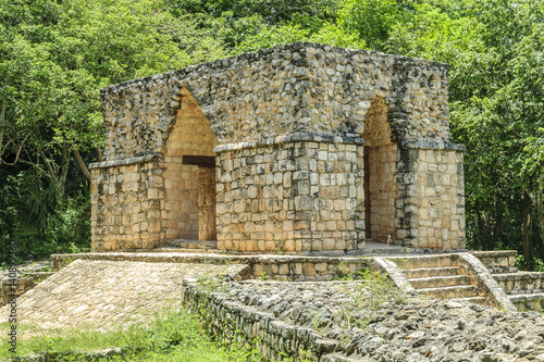 sight of the arch of entry to the Mayan archaeological enclosure of Ek Balam in Yucatan, Mexico.