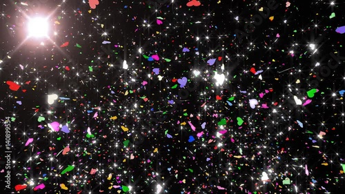 Colorful confetti Heart particles.