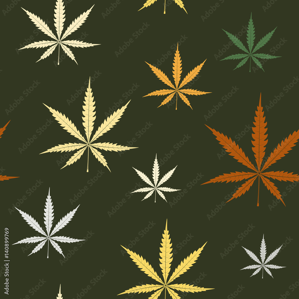 seamless pattern with cannabis leaves for your design